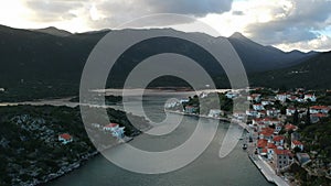 Beautiful aerial view at Ierakas, a picturesque fishing village in Laconia, Greece. The village is also known as the Greek natural