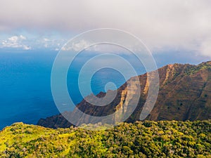 Beautiful aerial view of the Kauai island