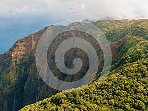 Beautiful aerial view of the Kauai island