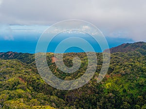 Beautiful aerial view of the Kauai island