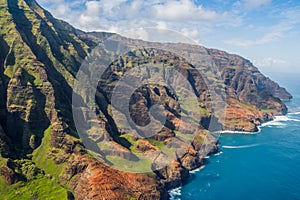 Beautiful aerial view of the kauai napali coast (Hawaii)