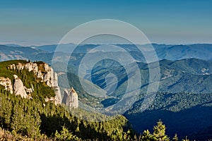 Beautiful aerial view from with layers of mountains on the horizon