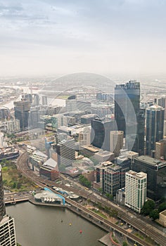 Beautiful aerial view of Melbourne skyline, Australia