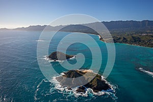 Beautiful Aerial View of the Moke Islands Oahu Hawaii