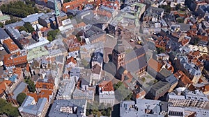 Beautiful aerial view over Riga city with old town
