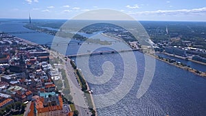 Beautiful aerial view over Riga city with old town