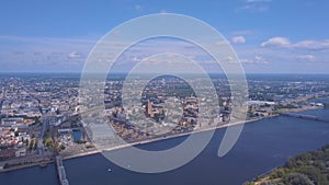 Beautiful aerial view over Riga city with old town