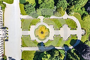 A beautiful aerial view of the park and garden