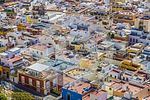 Beautiful aerial view of a part of the city of AlmerÃ­a observing the roofs
