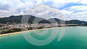 Beautiful aerial view of Patong beach in Phuket