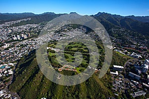 Beautiful aerial view of the Punch Bowl Crater near Honolulu,Hawaii