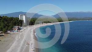 Beautiful aerial view of the resort and beach in Pitsunda in Abkhazia.