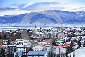 Beautiful aerial view of Reykjavik city, Iceland.