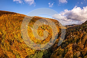 Beautiful aerial view of slovakian landscape in autumn. Mountain range Vtacnik.