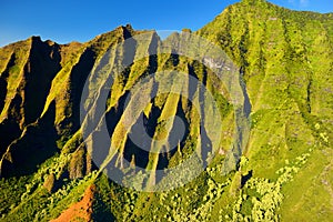 Beautiful aerial view of spectacular Na Pali coast, Kauai