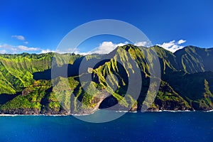 Beautiful aerial view of spectacular Na Pali coast, Kauai