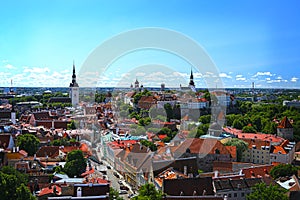 Beautiful aerial view of Tallin old town in Estonia