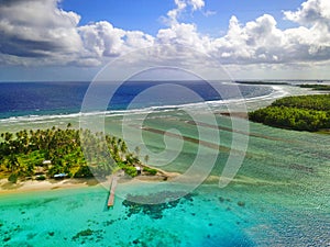 Beautiful aerial view of a tropical atoll in the Marshall Islands