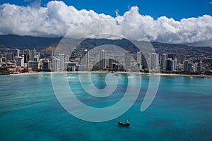 Beautiful aerial view of Waikiki Honolulu Oahu Hawaii