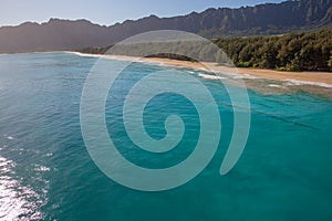 Beautiful Aerial View Tropical Waimanalo Beach Oahu Hawaii