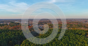 Beautiful aerial views of autumn park near Boiling Spring small town in South Carolina