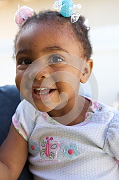 A Beautiful African American Baby smiling