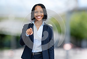 Beautiful african american businesswoman outdoor in the city