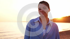 Beautiful african american girl smiling on sunset. Outdoor portrait of young happy smiling black girl. Young african