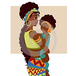 Beautiful African-American mother and baby