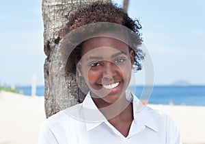 Beautiful african american woman at beach