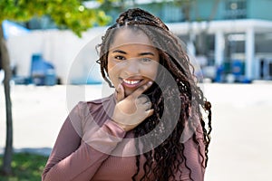 Beautiful african american woman with braid