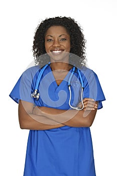 Beautiful African American woman doctor or nurse