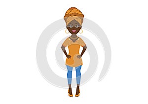 Beautiful african american young woman with head wrap vector