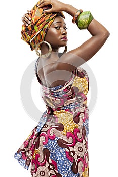 Beautiful African fashion model in traditional dress.