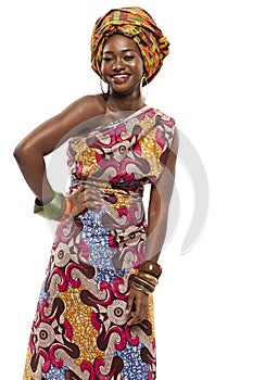 Beautiful African fashion model in traditional dress. photo