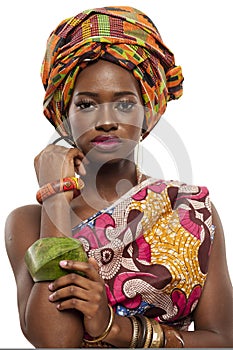 Beautiful African fashion model in traditional dress. photo