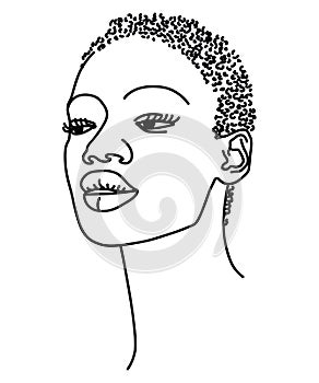 Beautiful African Woman - Portrait - Line Drawing