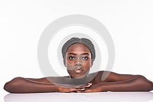 Beautiful African woman skincare face tratment. concept healthy and pure skin