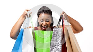 Beautiful African women with her shopping bags