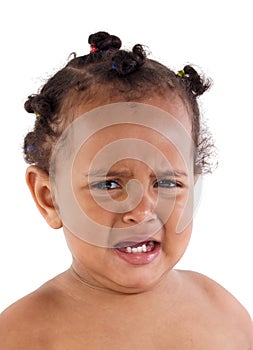 Beautiful Afro-American baby crying