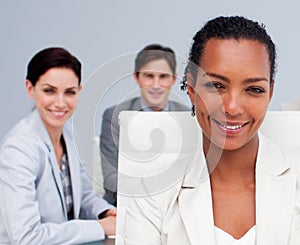 Beautiful Afro-American businesswoman in a meeting