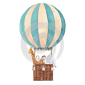 Watercolor air baloon vector illustration photo