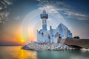 Beautiful Al Khobar Corniche Mosque Sunrise -Saudi Arabia photo