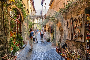 Beautiful alley near Cathedral of Orvieto, Umbria, Italy