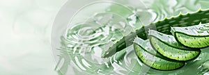 Beautiful Aloe Vera with Water and Copyspace