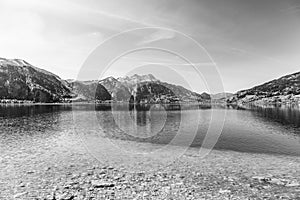 Beautiful alpine lake Attersee with crystal water