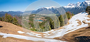 Beautiful alpine landscape early springtime, kranzberg mountain near Mittenwald