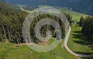 Beautiful alpine landscape with green meadows, alpine cottages and mountain peaks, Lechtal, Lech, Austria