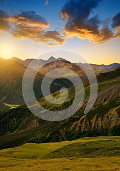 Beautiful alpine landscape at sunrise