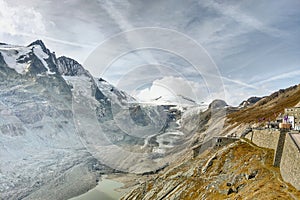 Beautiful alpine mountains, top of the Grossglockner mountain, Austria. Fresh clean air, nature background. On the tops of the